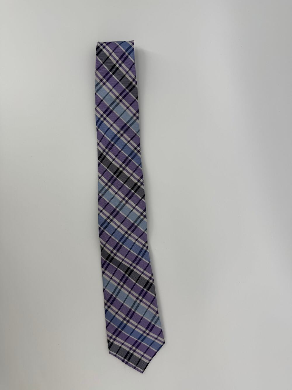 Silk necktie, Merona purple plaid pattern